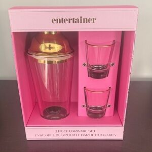 Pink and Gold 3-Piece Barware Set